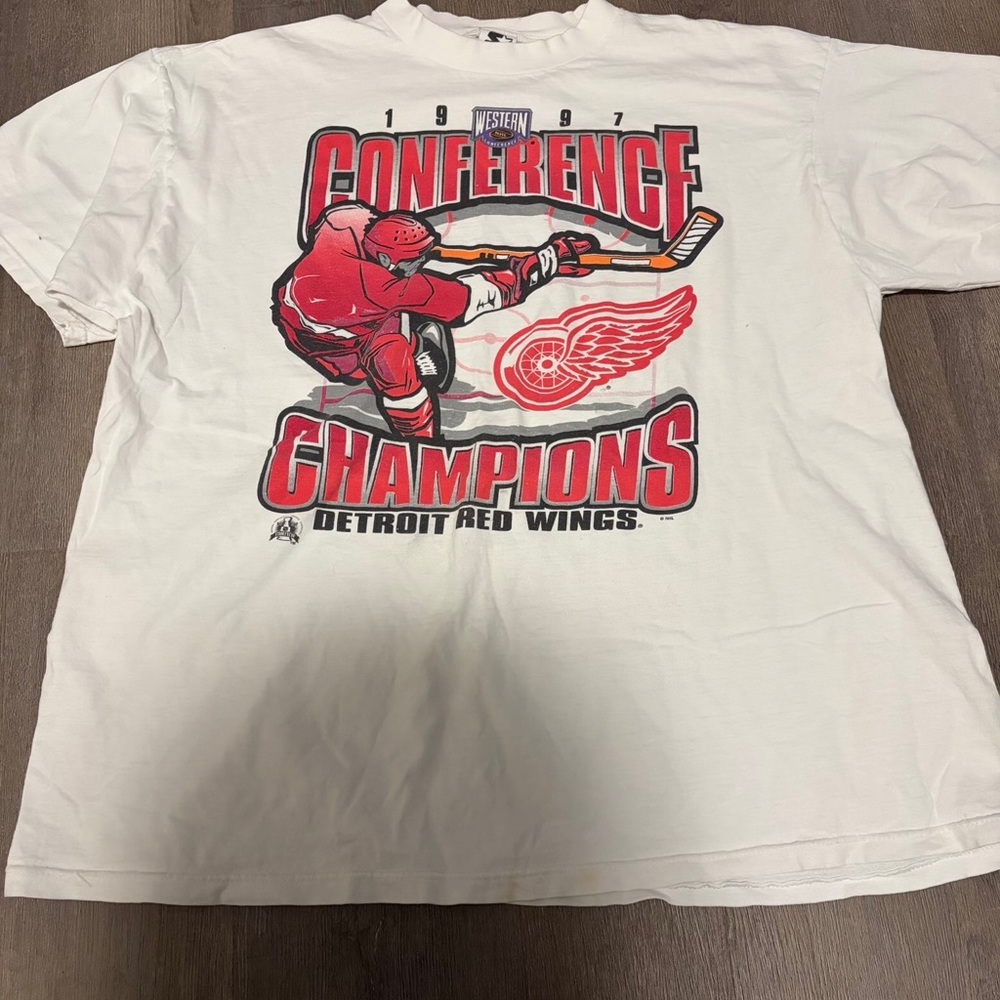 STARTER White Detroit Red Wings Champions Tee